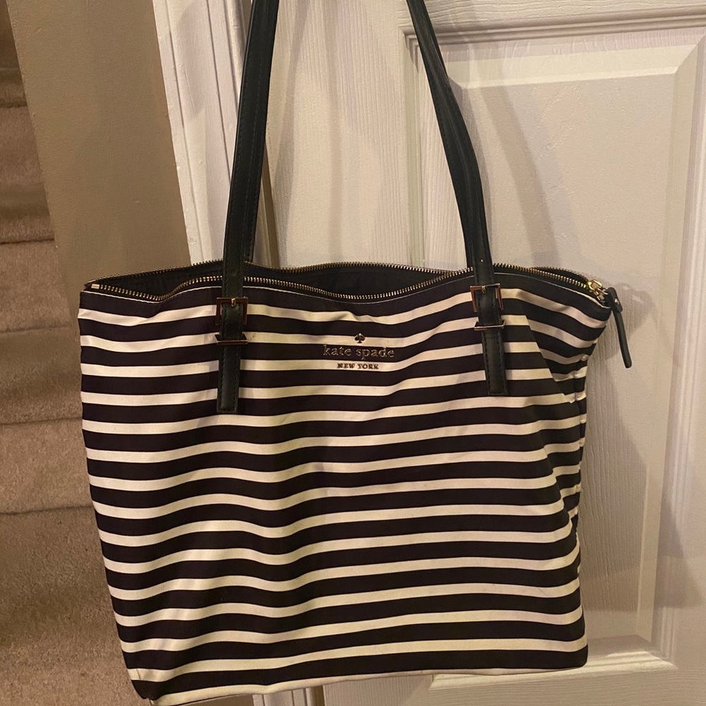 Kate Spade Black and White Striped Bag